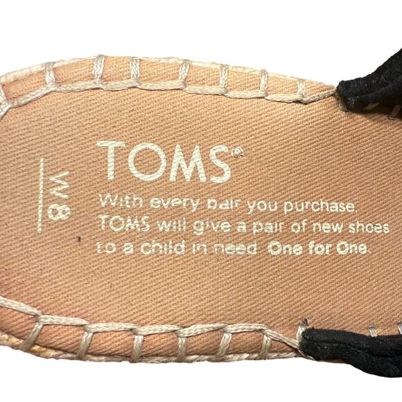 TOMS Monica Espadrille Women's 8 Black Wedge Platform Suede Buckled Ankle Strap - Picture 12 of 12